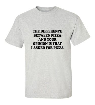 Picture of The Difference Between Pizza And Your Opinion Is That I Asked For Pizza T-Shirt