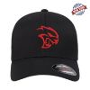 Picture of Dodge Hellcat Challenger Charger Emblem Embroidered FlexFit Fitted Hat Mopar SRT Red Black