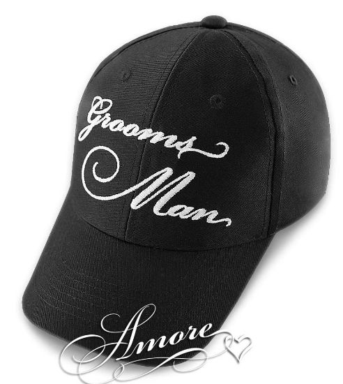 Picture of Grooms Man Wedding Baseball Cap Black Hat