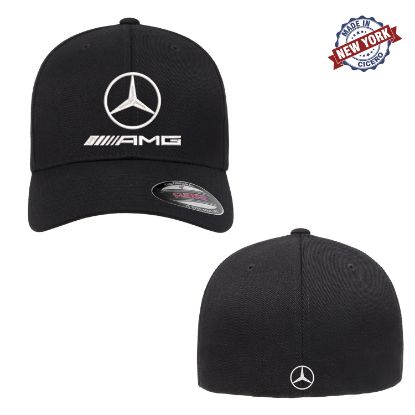Picture of Mercedes-Benz AMG Logo Embroidered Front Back Flexfit Fitted Black Ball Cap