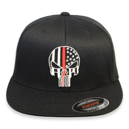 Picture of Punisher Thin Red Line Fire Fighter Support Embroidered Flexfit Hat Baseball Cap