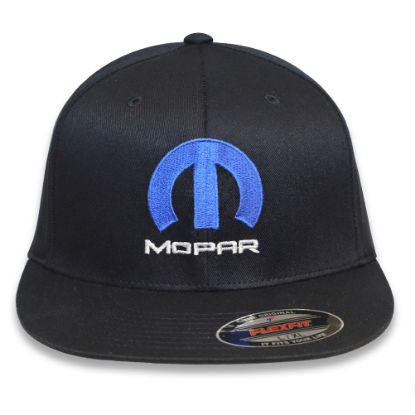 Picture of Mopar Flex-Fit Style Embroidery Black Hat with Blue Logo