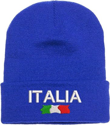 Picture of Italia Italian Flag Embroidered Cuffed Beanie Royal Blue