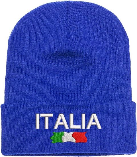 Picture of Italia Italian Flag Embroidered Cuffed Beanie Royal Blue