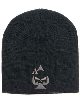 Picture of Ace of Spades Sniper Gun Punisher Embroidered Beanie Winter Hat With or Without Cuff