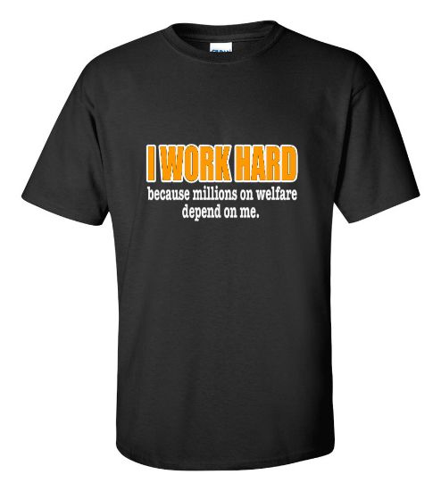 Picture of I Work Hard Because Millions On Welfare Depends On Me T-shirt