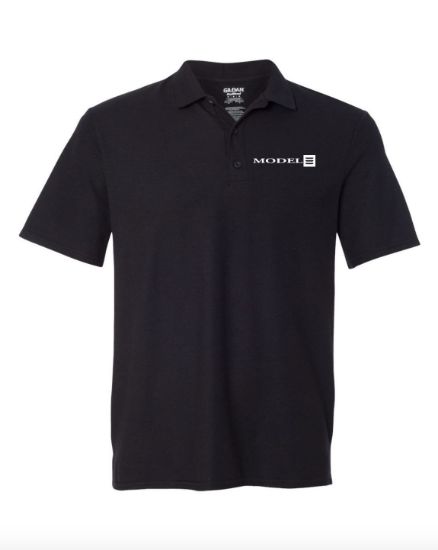 Picture of Tesla Model 3 Black POLO T-Shirt Embroidery