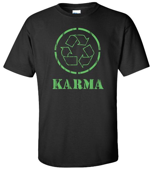 Picture of Karma Yoga Meditation Peace Aum Recycle Logo T-shirt New Tee