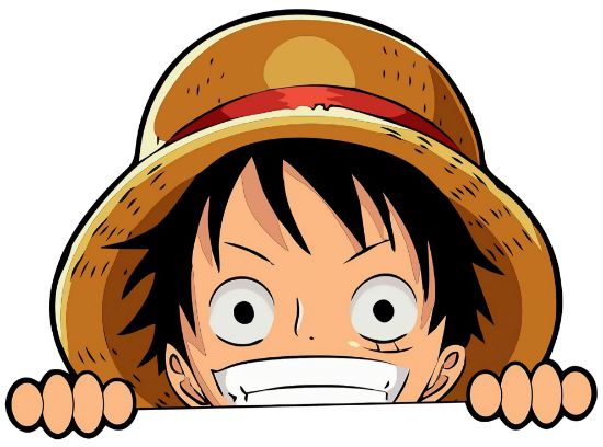 Picture of Luffy One Piece Peeking Window Vinyl Decal Anime Sticker 6 Inches